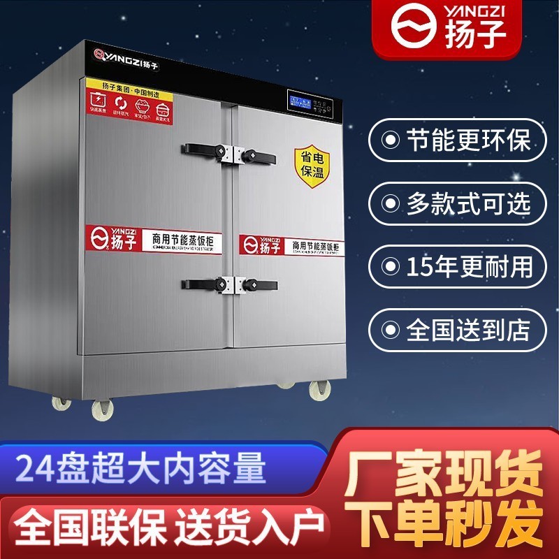 Gran gabinete de arroz al vapor de dos puertas, 24 placas automáticas, gabinete de vapor de gas, comedor de la escuela, pan al vapor comercial, envío gratuito
