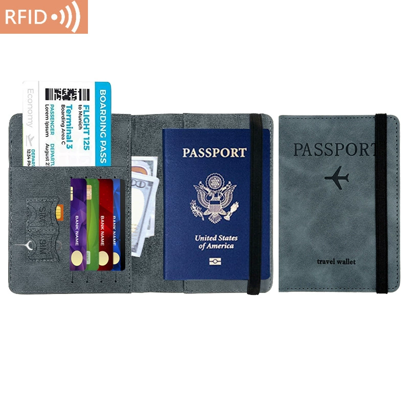 Портмоне для паспорта (из кожзаменителя) с блокировкой RFID, мультикарточный дорожный кошелек, 15×11×1 см