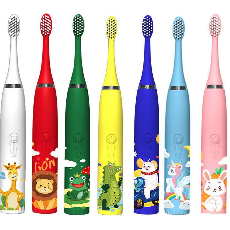 Children's Electric Toothbrush Rechargeable Modern Cleaning Soft Bristles Gum Protection Suitable for Middle-Aged Children Electric Toothbrush Set Parent-Child Factory