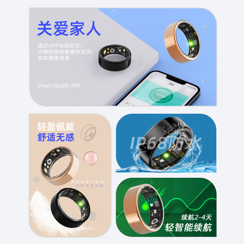 スマート Bluetooth リング ウェアラブル カップル リング 指リング 歩数 睡眠 心拍数 血中酸素圧力計 ステップ スポーツ クロスボーダー|undefined