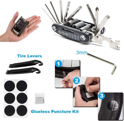 Bicycle repair combination tool 16-in-1 mountain road bike multi-functional folding tire repair wrench set