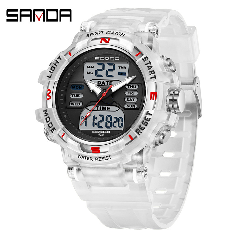 SANDA moda moda reloj electrónico pareja multifunción cuenta regresiva cronómetro deportivo impermeable
