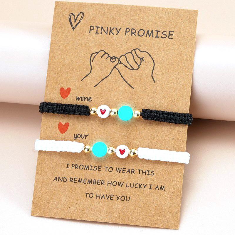 Luminous Beaded Woven Letter Love Bracelet Couple Friendship Cross-Border New Woven Bracelet Love Letter Woven Chain