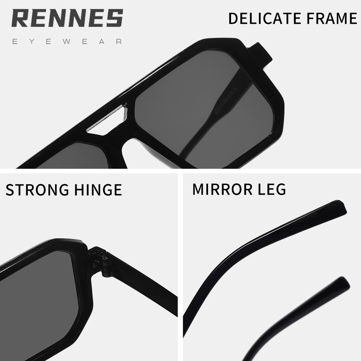 2023 nuevo europeo y americano personalizado gafas de sol ins estilo doble haz gran marco gafas de sol moda femenina transfronteriza 97138