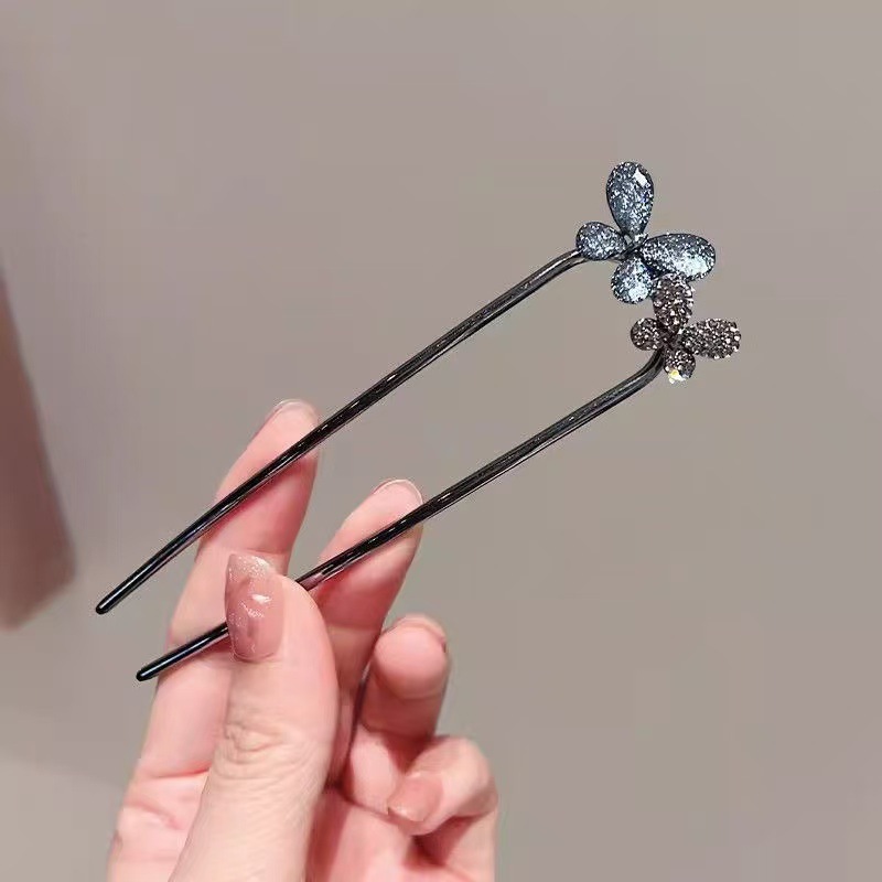 新しい中国風のマグノリアの花 U 字型ヘアピン中国風のヘアピンハイエンドのヘアピン頭飾りチャイナドレスアクセサリー|undefined