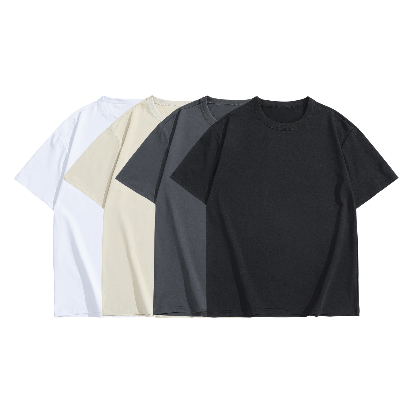 Sommerlicher Retro-Chic Herren-Pullover, schweres Kurzarm-Oberteil, lässiger Streetstyle mit überschnittenen Schultern, lockere Passform_voghion.com