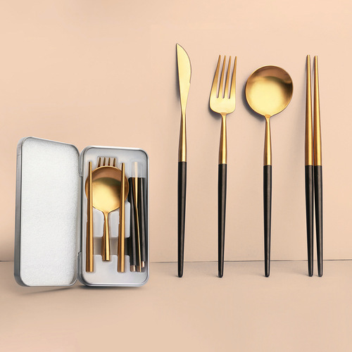 S304 Stainless Steel Removable Portuguese Portable Knife Fork Spoon Chopsticks Set Student Outdoor Tableware Nianhui Gift