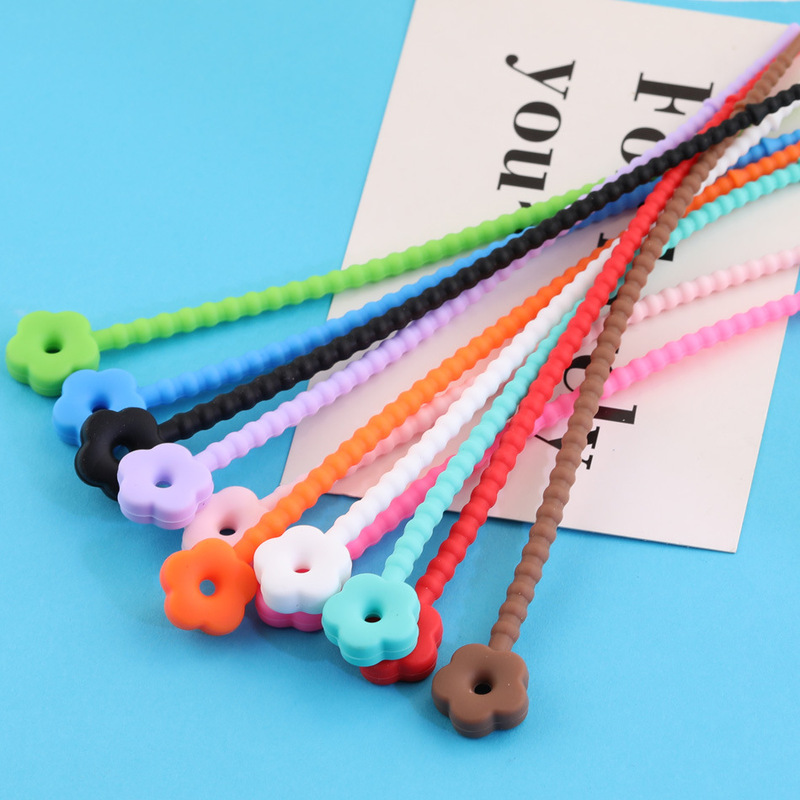 Plum Blossom Flower Silicone Self-locking Small Strap DIY Handmade Self-made Doll Keychain Monochrome Cable Tie Organiser