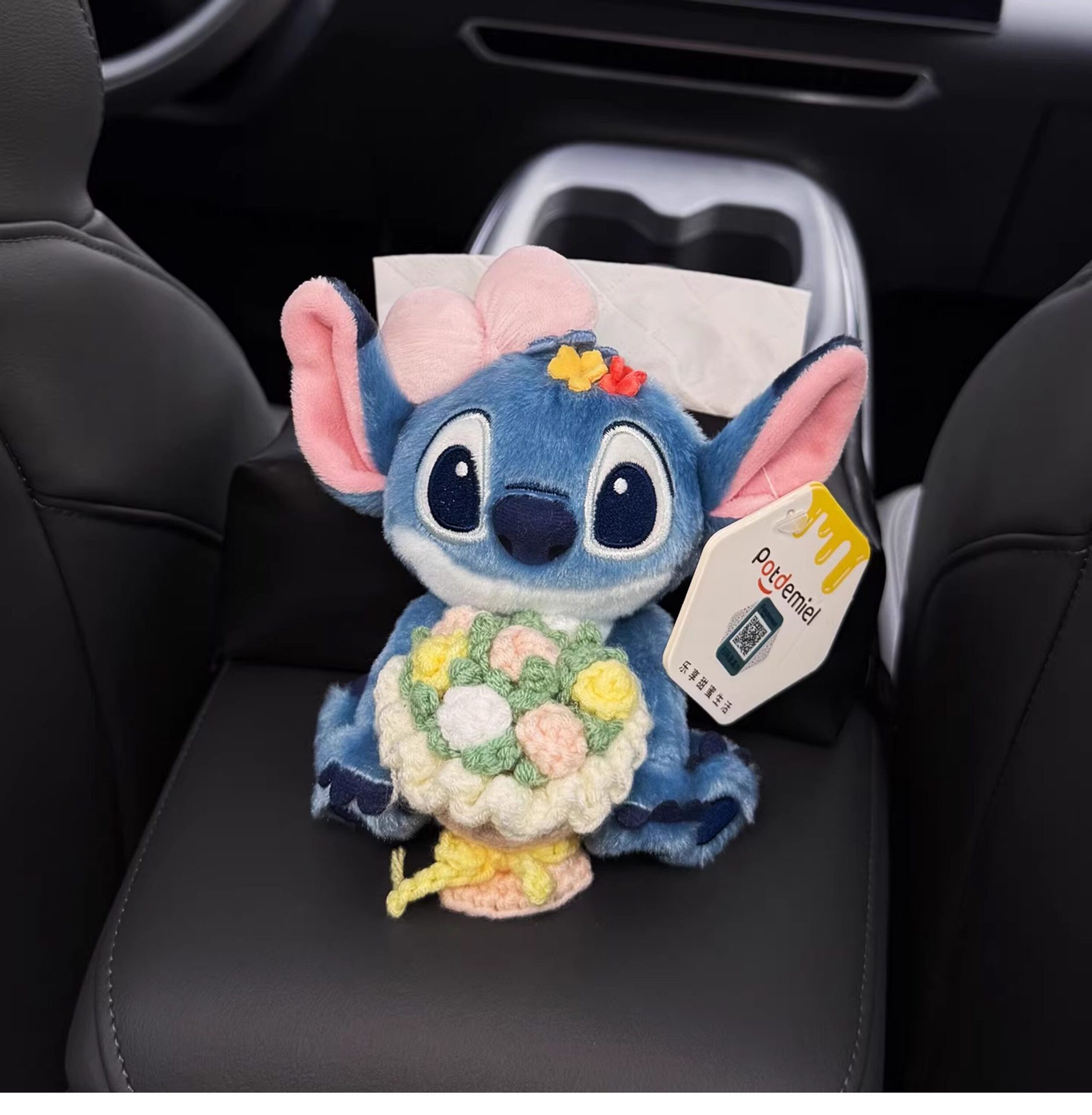 2026 New Model Stitch Car Tissue Box, Car Interior Armrest Box Tissue Holder, Seat-Mounted Car Tissue Bag, Cute