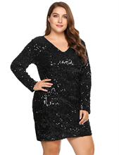 C 55979 Elegant V-Neck Sequin Dress �Ɍ���Ƭ�B��ȹ