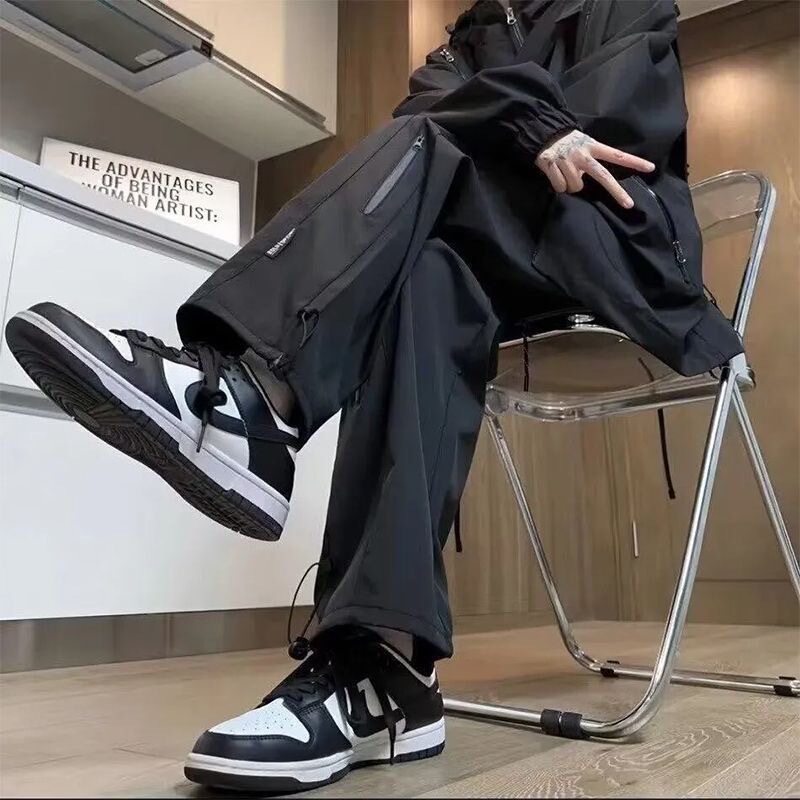 防水アサルトパンツメンズ春トレンディブランドハイストリートバイブソフトシェルパンツアメリカン機能スタイルルーズブラックストレートパンツ|undefined