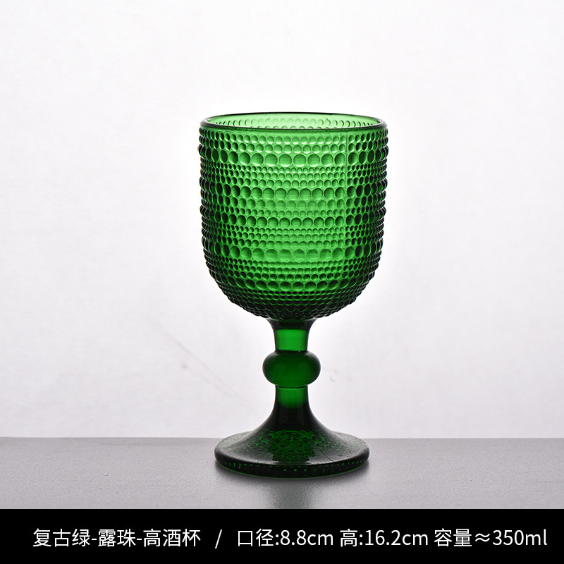 Copa de rayas verticales de vidrio retro europeo, copa de vino tinto, copa de postre alto de helado, copa de vino de frutas de uva de champán casero