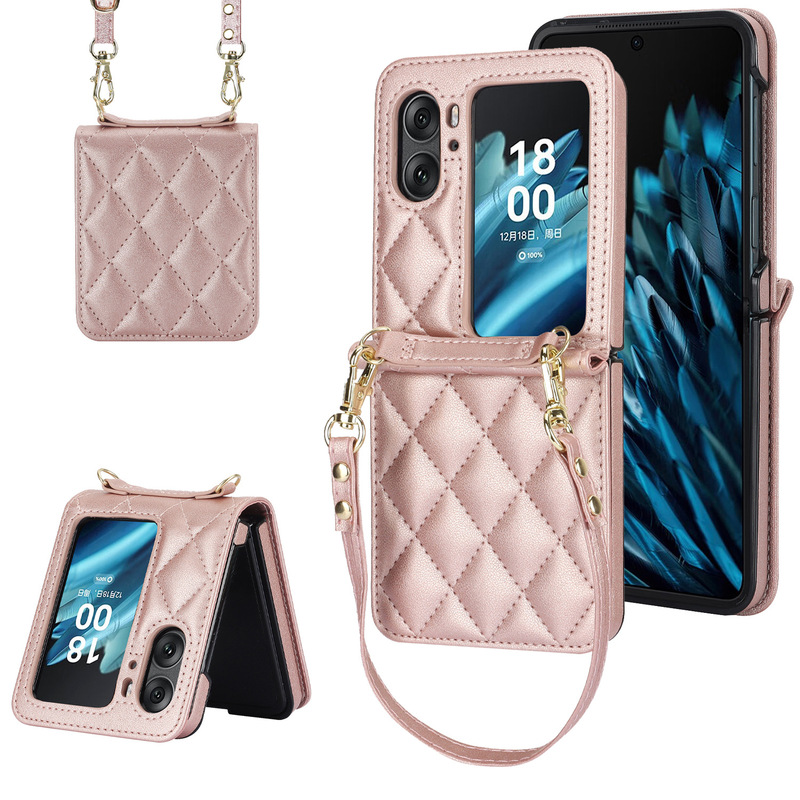 Suitable for OPPOFindN2Flip Chanel style crossbody phone case oppofindn3 Plaid leather case flip card