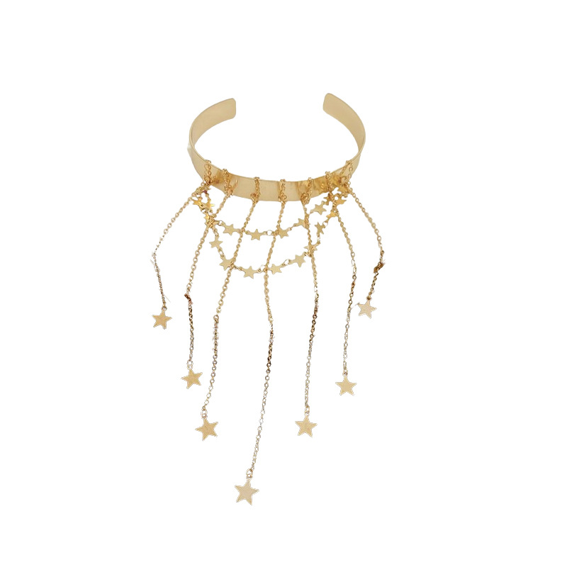 Metal Star Love Brazalete abierto con borla Brazalete de sentido de alta gama europeo y americano Diseño de moda Sentido de joyería de lujo ligero al por mayor