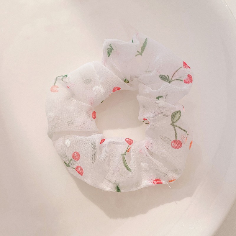 Encaje de flor coreana Encaje de intestino grueso Anillo de cabello femenino Cabeza de flor de viento pastoral Cuerda de cabeza de bola de gran tamaño Accesorios para el cabello de alta calidad