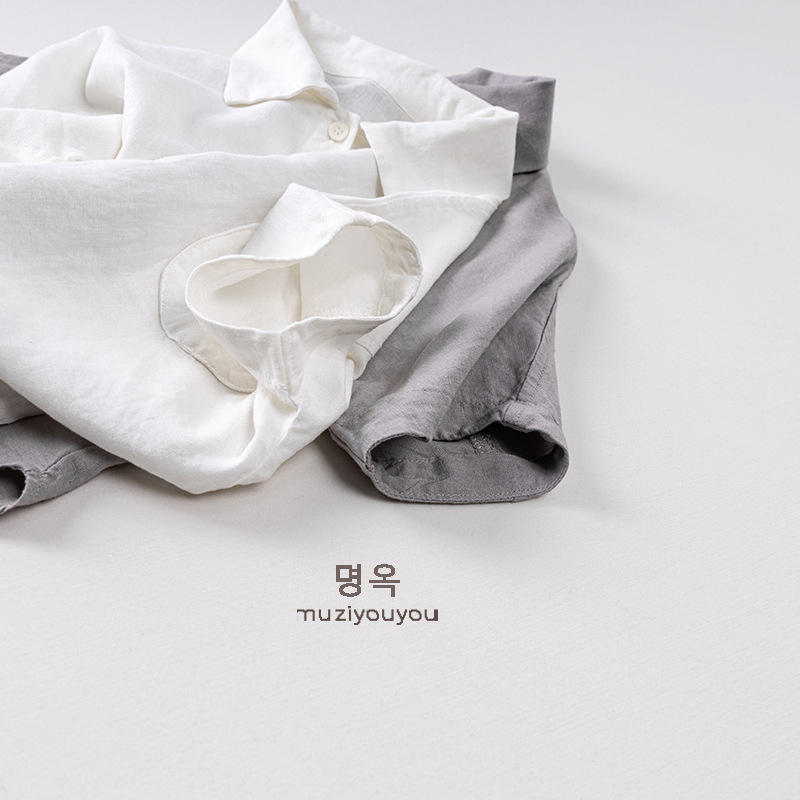 Camisa de manga corta para niños 2025 verano nueva camisa de bebé para niños y niñas estilo coreano tendencia suelta chaqueta japonesa delgada