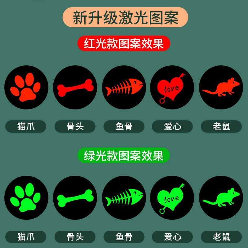 De acero inoxidable de proyección divertido gato linterna recargable luz roja LED conmutable multi-patrón de juguete para mascotas divertido gato Luz