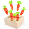 Carrot family toy from natural wood for cutting, early education