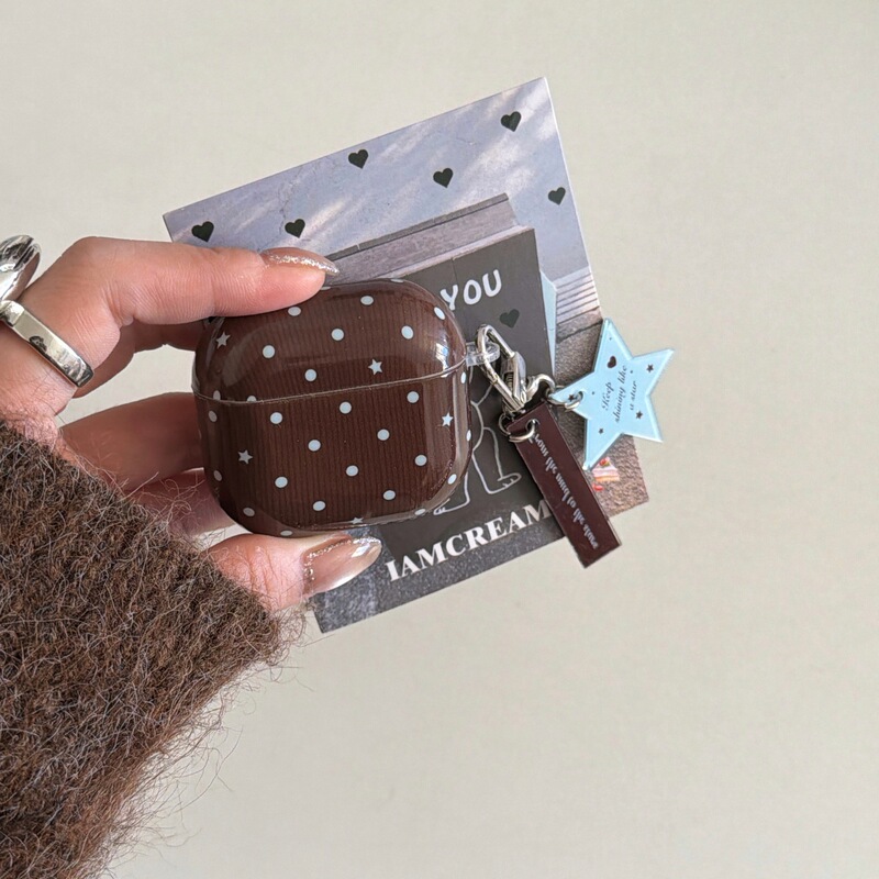 Brown Polka Dot Suitable for AirPods Pro3 Generation Wireless Bluetooth Headphone Shell 1/2 Generation Korean Pro2 Pendant Korean