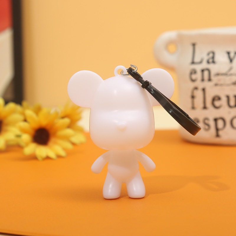 Fluid Bear Keychain Blank Wholesale DIY Violent Bear Big-Headed Princess Bear Paint Cute Vinyl Keychain