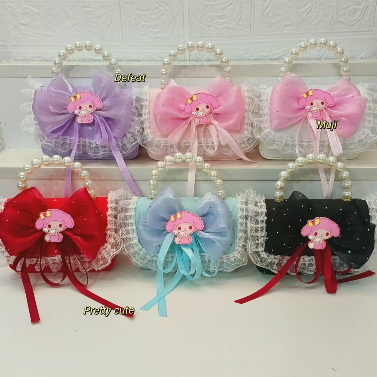 Melody bolso de perlas bolso de mochila accesorios bolso pequeño bolso de cadena bolso de arco encaje bolso de cadena para niños moda