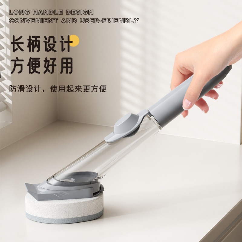 Cepillo para Ollas con Dispensador de Plástico con Mango Largo para Cocina