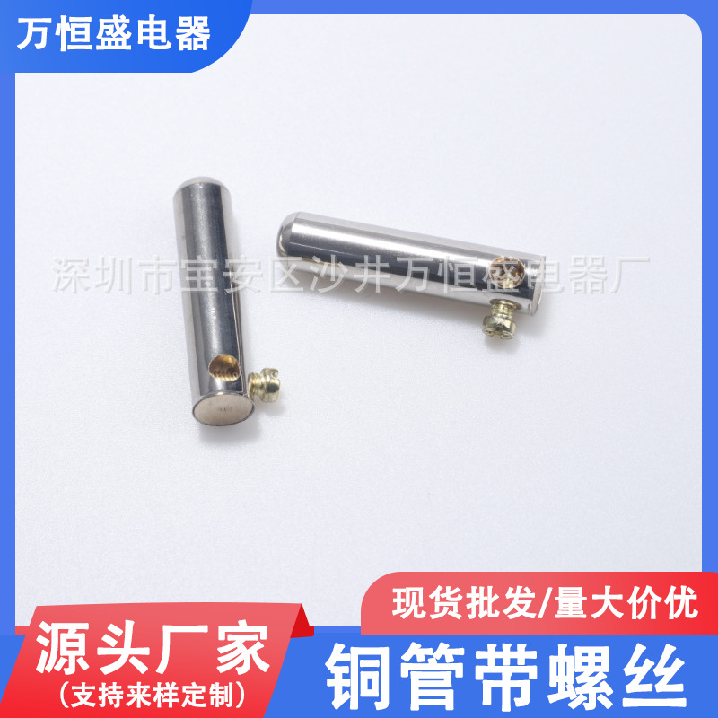 电源插头配件端子大小南非插头铜管带螺丝圆柱欧规插销厂家批发