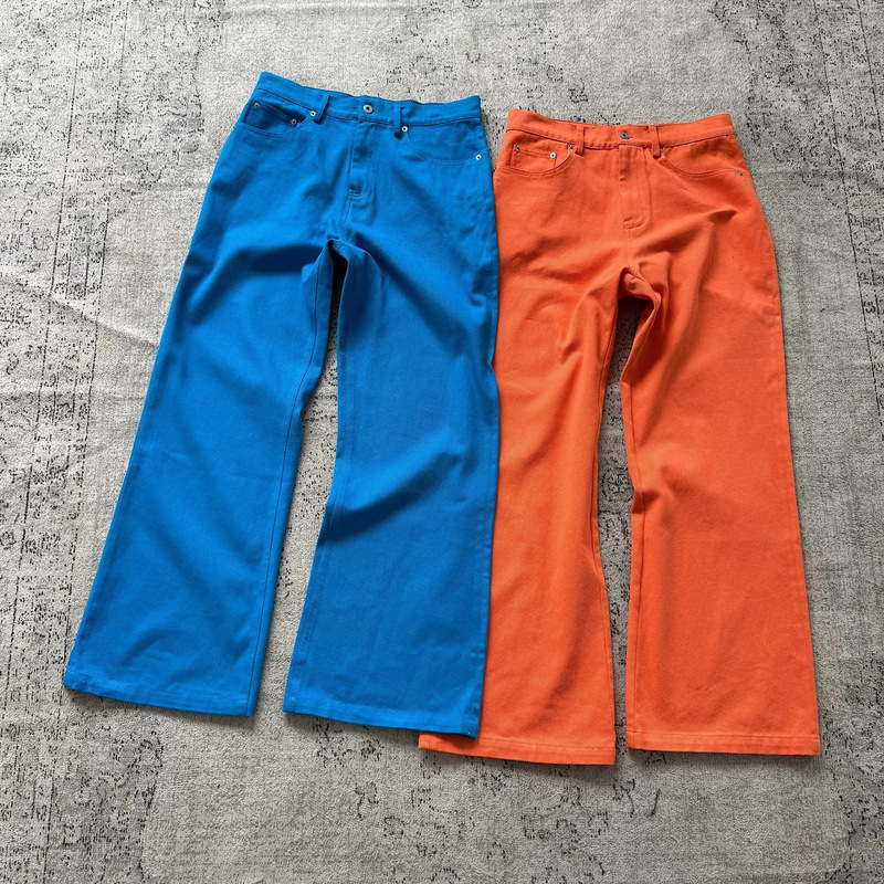 Orange Dopamine Scimitar Jeans for Men and Women, Summer Thin American-Style Work Pants, Cleanfit Straight-Leg Flared Pants Orange Dopamine Scimitar Jeans for Men and Women, Summer Thin American-Style Work Pants, Cleanfit Straight-Leg Flared Pants
