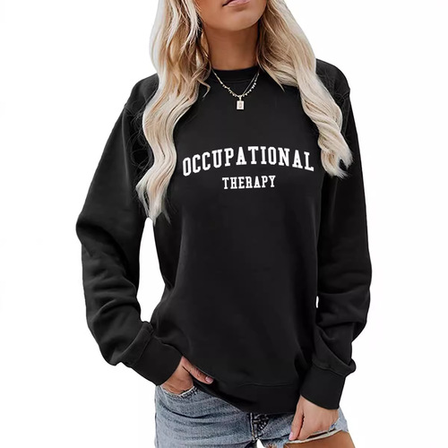 Cross-border Amazon supply letter print women's round neck sweatshirt EU code large size loose versatile thin long sleeve