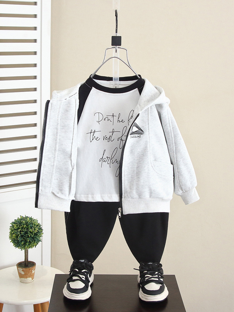 6305 Suéter de punto de primavera y otoño para niños Cárdigan con capucha para otoño para niños 2024 Nuevo top de otoño para bebés para niños