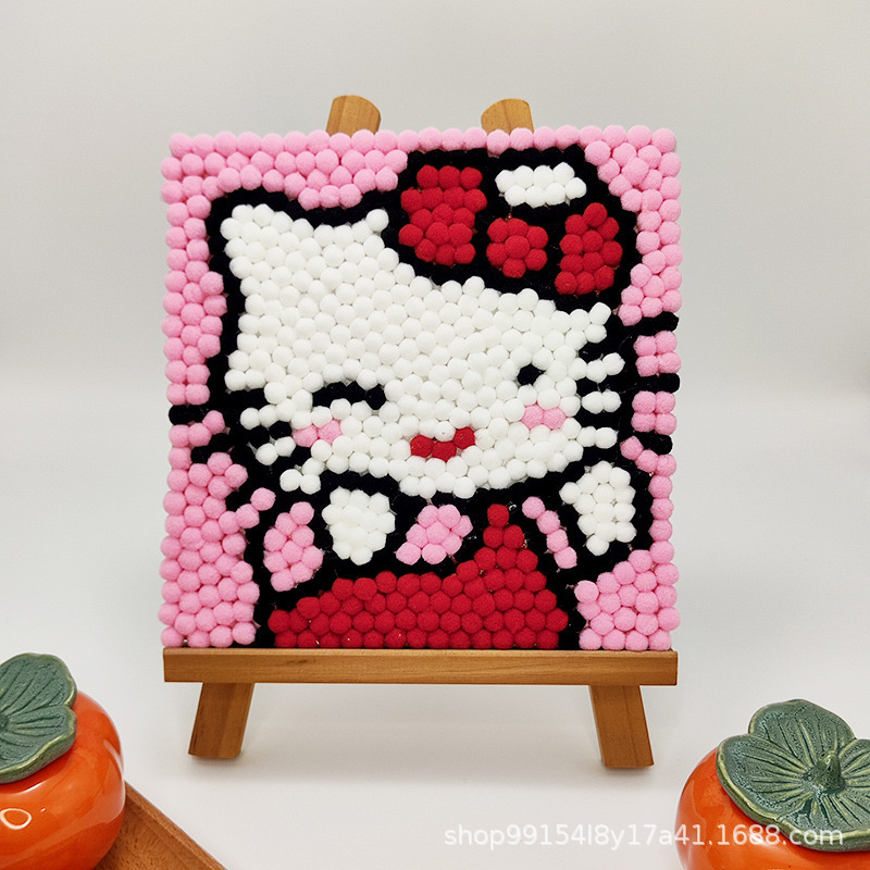 DIY ヘアボール絵画手作り材料パッケージクリエイティブ子供の漫画アニメーション装飾絵画ステッカー絵画屋台卸売|undefined