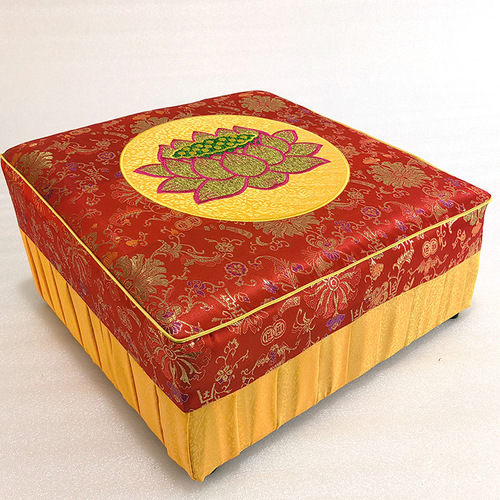 Temple Fabric Embroidery Lotus Prayer Mat, Cushion, Buddha-Kneeling Stool, Copper-Plated Floral Fabric—Factory Wholesale Praying Mats