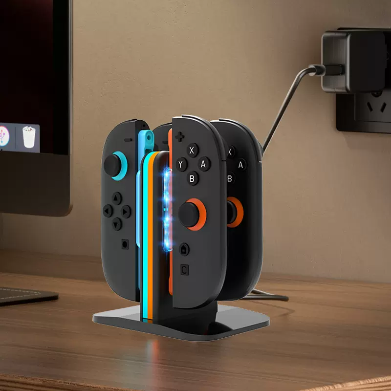 新款Switch2小手柄磁吸充电底座NS2手柄4合1座充带充电指示灯座充
