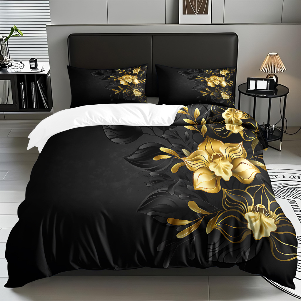 TEMU / JIT multivariado rosa digital impresión set edredón suave piel transpirable fábrica de origen textil