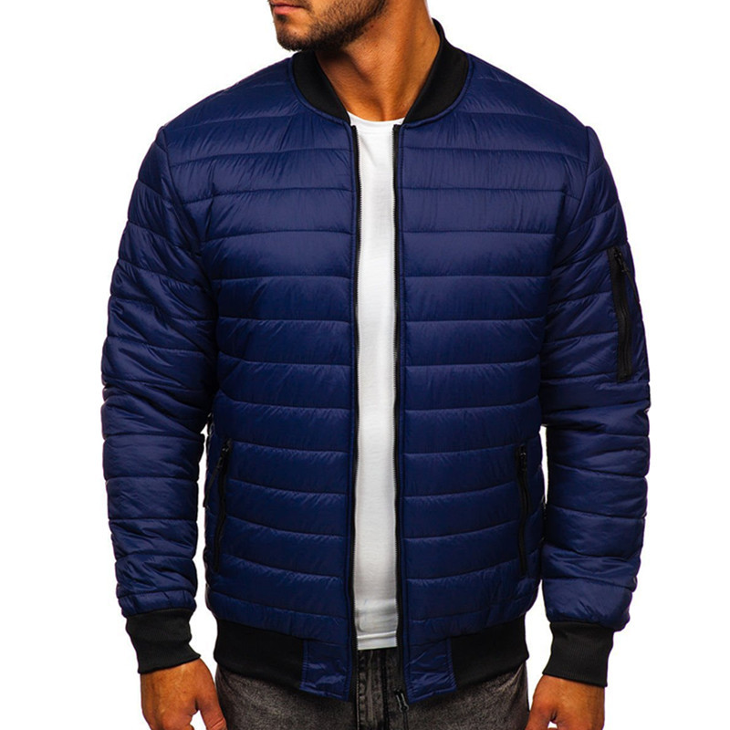 Men's Padded Quilted Stand Collar Warm Cotton Coat Jacket_voghion.com
