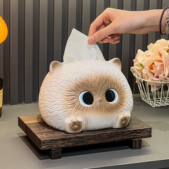 シャム猫ティッシュボックスリビングルームライト高級ハイエンドコーヒーテーブルデスクトップ紙引き出しセラミックかわいい漫画玄関装飾