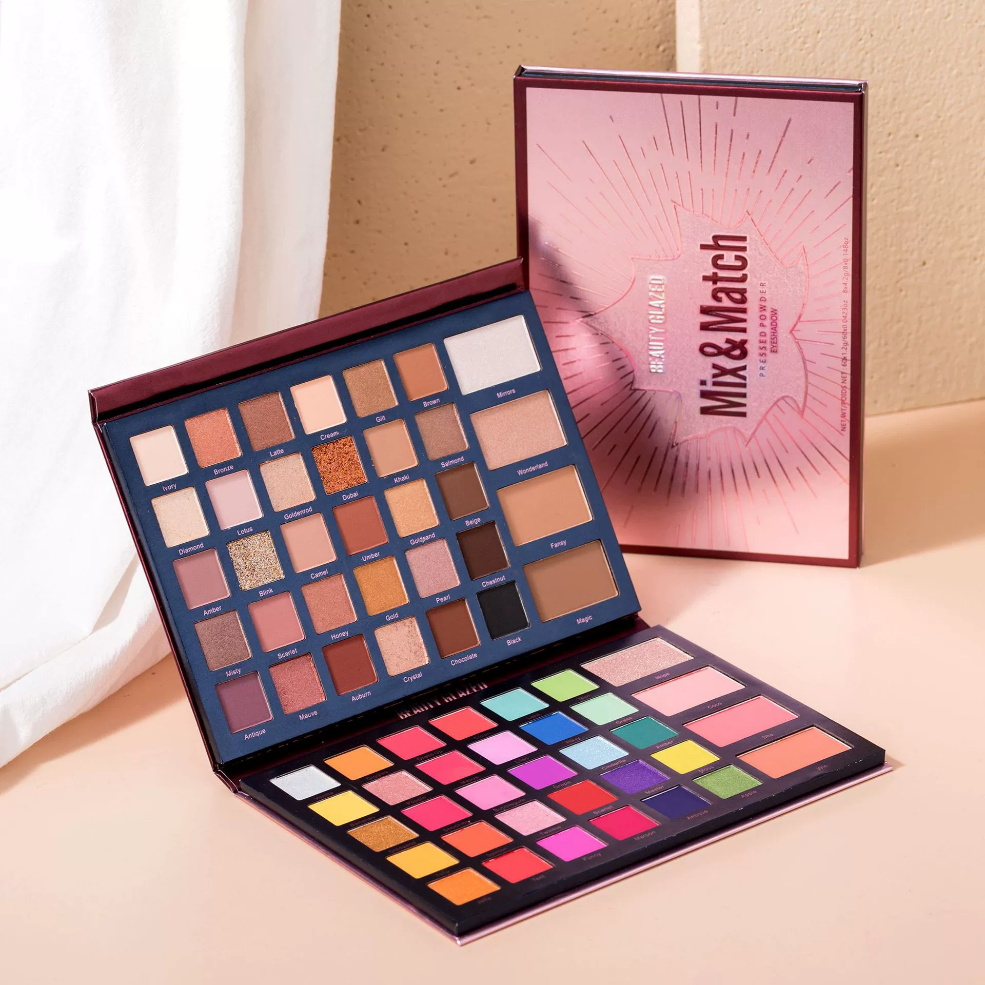 Настоящая Beauty Glazed63 цветовая палетка теней с двойным открытием, студенческая сцена макияжа, цветная палетка теней
