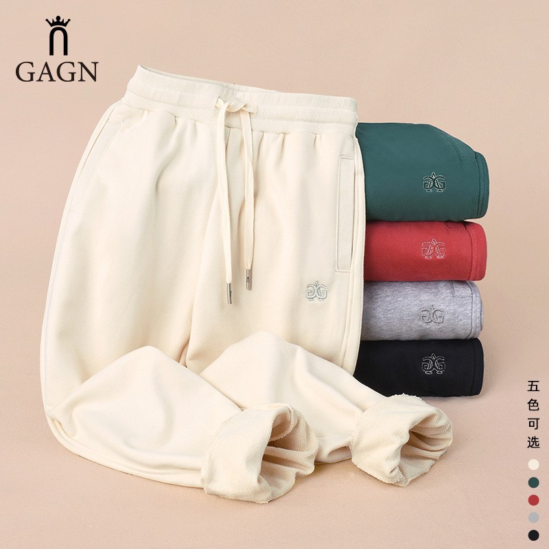 Gagn Women's Red Casual Pants, Spring and Autumn Trendy Brand, Loose Fit, Slimming, Tapered Casual Sweatpants, High Waist