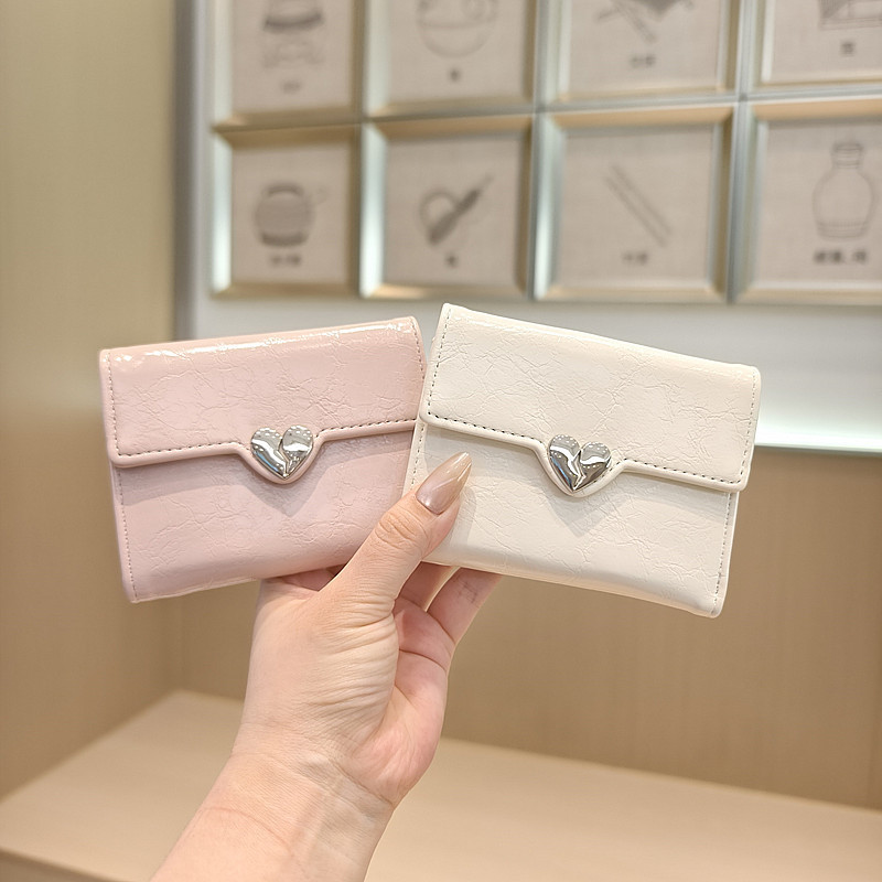 Daini 韓国夏の新しいトレンディなファッションソリッドカラーピーチハート 70% off 小型薄型学生ショートウォレット女性用|undefined