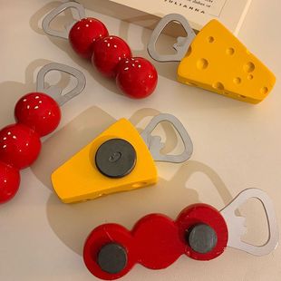 Creative Cute Beer Home Refrigerator Magnetic Sugar-Coated Cheese Bottle Opener Three-Dimensional Decoration Opener