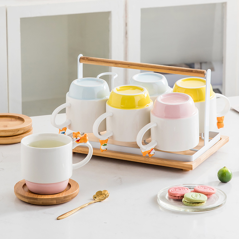 Animal Shiba Inu taza plegable taza de bebida de cerámica taza de desayuno taza de agua de oficina traje de la taza de café del hogar