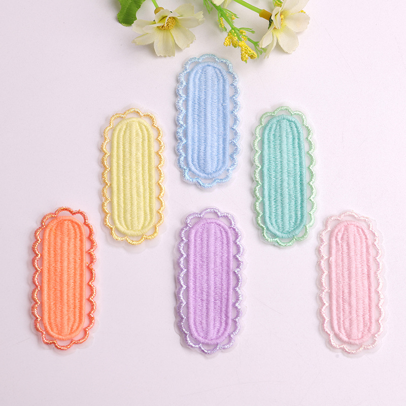 韩版小清新糖果色头饰配件辅料布贴 服装装饰网纱椭圆形装饰布贴