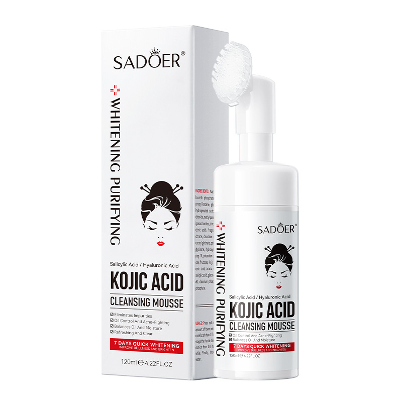 Espuma limpiadora facial SADOER pure English con aminoácidos de plantas y frutas, con cabezal de cepillo, venta al por mayor para comercio exterior transfronterizo.