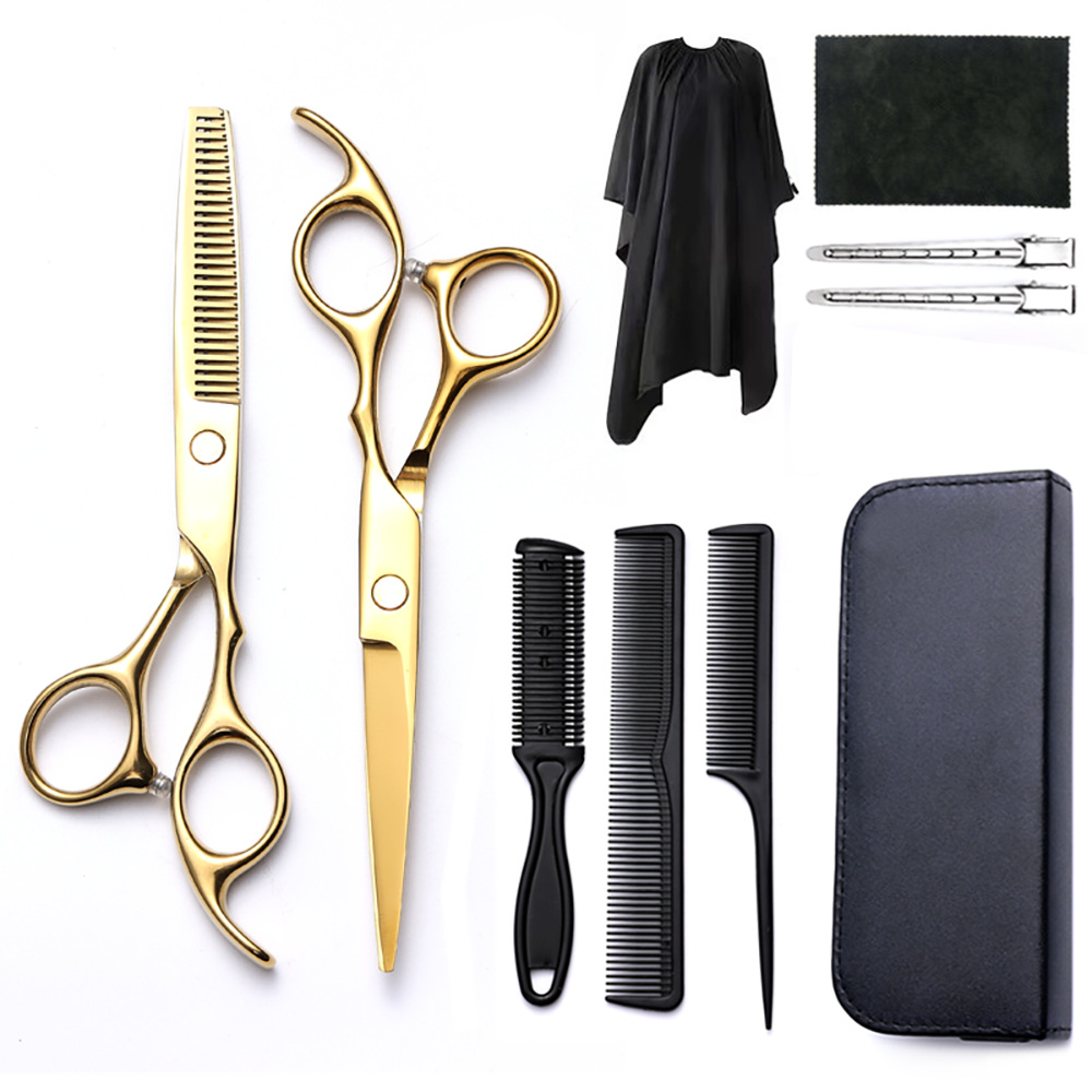 Corte de pelo tijeras transfronterizas amazonas color tijeras de dientes planas cortadas delgadas frange tijeras divisorias fábrica de tijeras al por mayor set de tijeras de peluquería