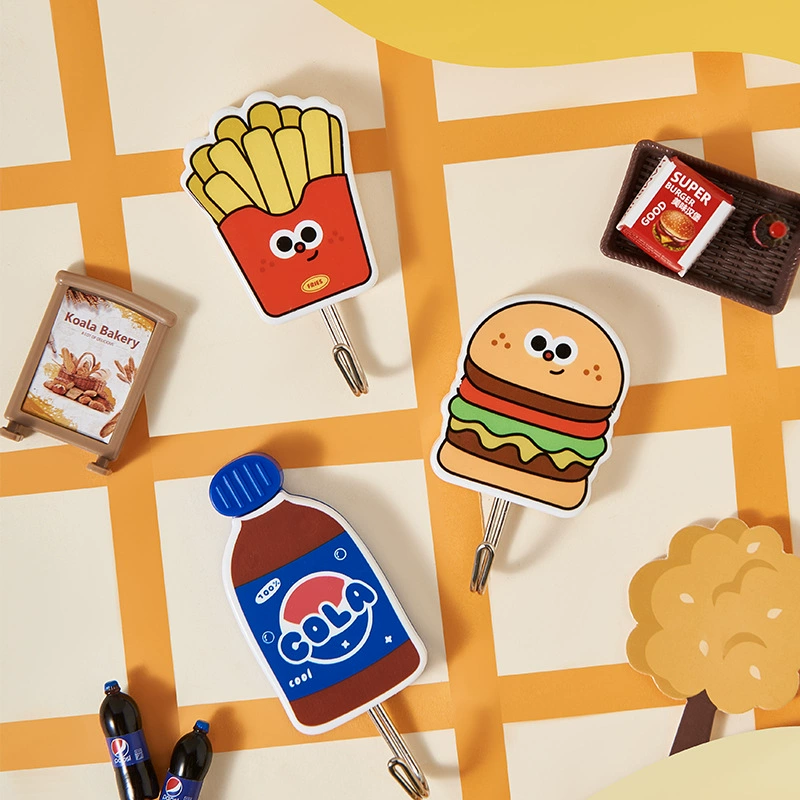 Кокс Фри Гамбургер Симпатичный липкий крючок Сильная липкая настенная дверь Бесшовное общежитие Настенный крючок без перфорации