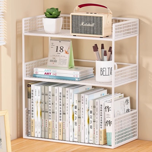 Desktop bookshelf for office desks, multi-tiered book cabinet, compact book rack, and simple storage cabinet for bay windows