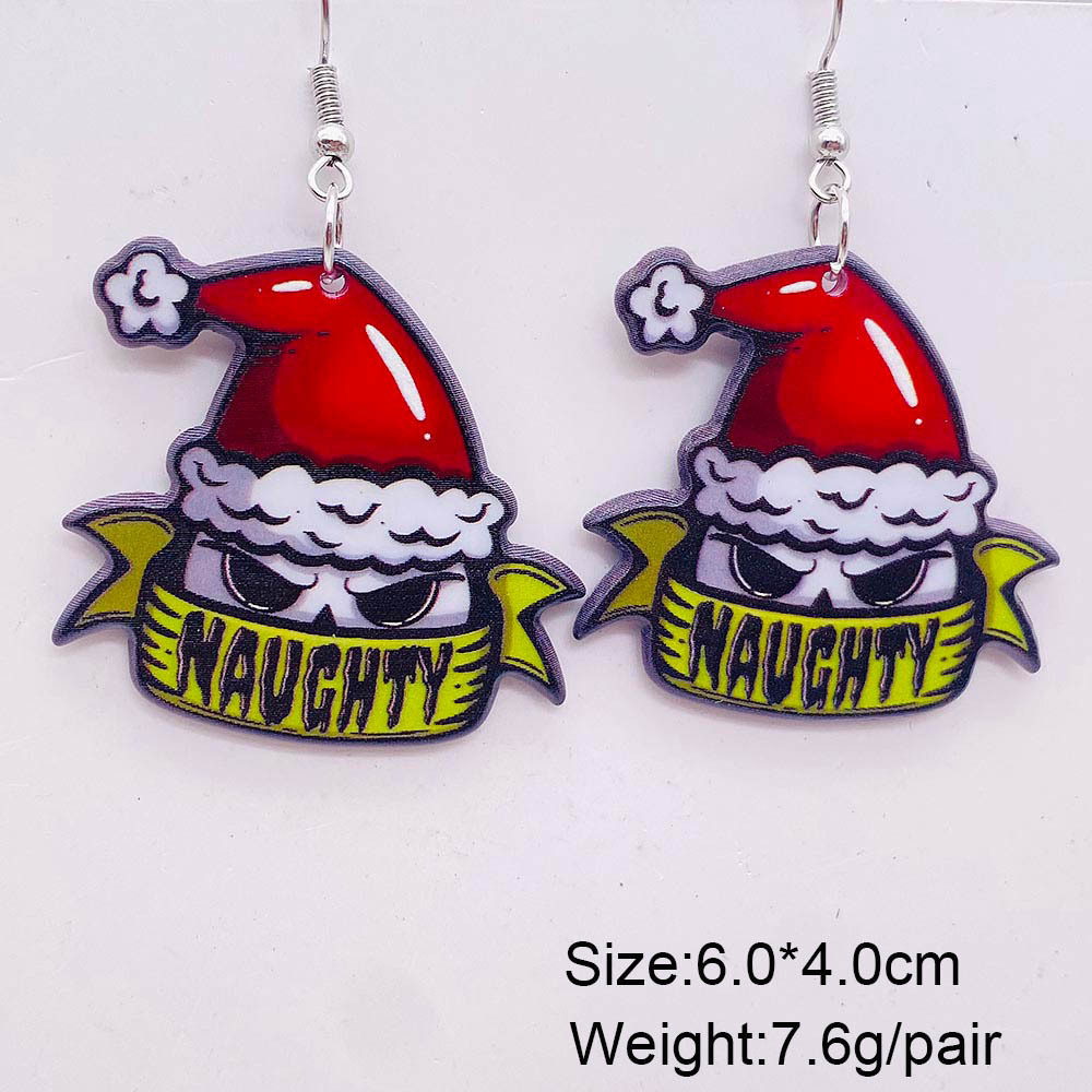 Geometric, Christmas Hat, Water Droplets Pattern 1 Pair Streetwear Geometric Christmas Hat Water Droplets Arylic Drop Earrings
