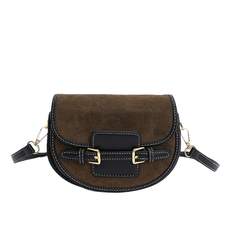 Bolsa de silla de mano exterior de color combinado para mujeres 2025 nueva moda universal nicho retro bolso de hombro