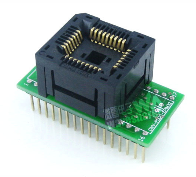 PLCC32转DIP32 编程座 引脚间距1.27mm测试座 IC120-0324-009带板