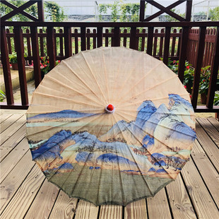Qianli Jiangshan Ancient Style Tassel Umbrella for Women Chinese Style Han Dynasty Ancient Costume Photography Photo Props Umbrella Classical Oil Paper Umbrella